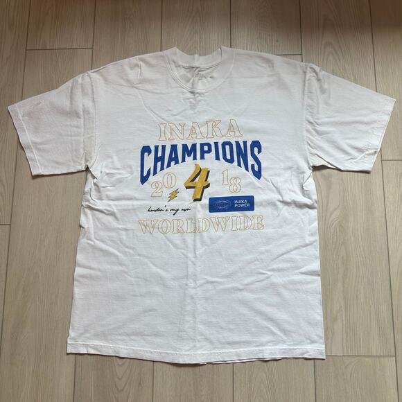 Inaka Power Champions Worldwide blue yellow lifting athletic gym t-shirt large - Picture 2 of 6